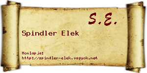 Spindler Elek névjegykártya
